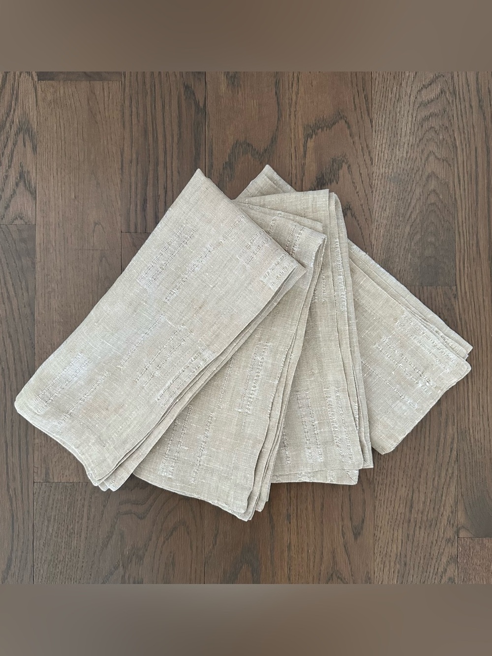 Matouk Set of 4 Linen Variegated Heavyweight Linen Napkins Beige / Cream 20"